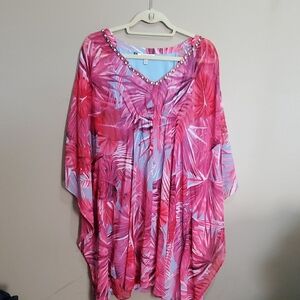 💥HOST PICK💥Jennifer Lopez Pink and Blue Tropical Swim Cover-Up Size Xl